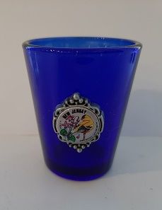 Shot Glass Cobalt with New Jersey State Symbols