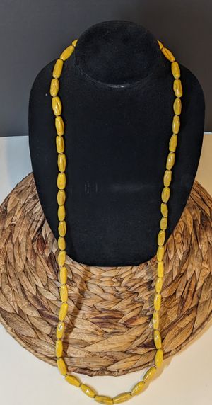 30 inch Yellow Kazuri Bead Necklace