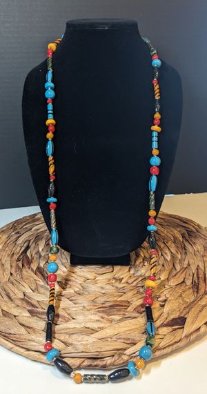 30 inch Multi-colored Kazuri Bead Necklace