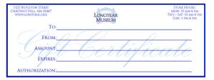 Longyear Store Gift Certificate