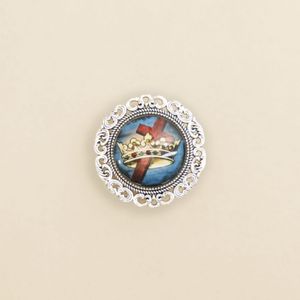 Cross and Crown Brooch Pin
