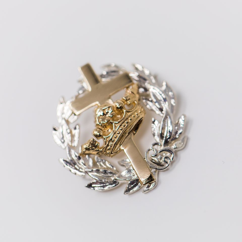 Cross and Crown Wreath Pins