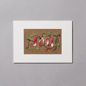 Joy - Matted Cross-Stitch with Dark Background