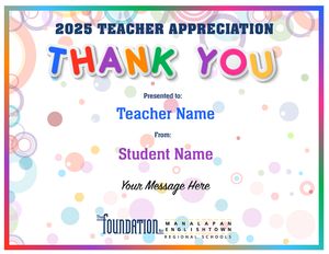 2025 TA Thank You Certificate