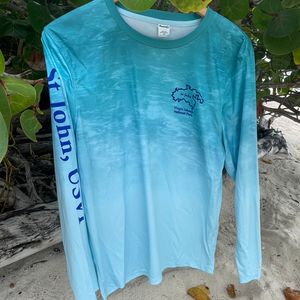 Blue Ombre St. John Map Rash Guard