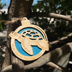 Blue Wooden Turtle Ornament