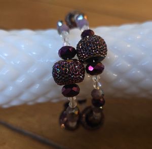 Glass Bead Memory Wire Bracelet-12