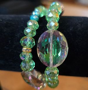 Glass Bead Memory Wire Bracelet-13