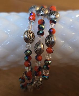 Glass Bead Memory Wire Bracelet-10