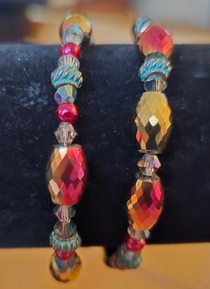 Glass Bead Memory Wire Bracelet-9