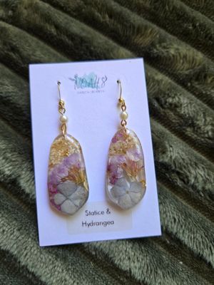 Diamond Drop Statice & Hydrangea Earrings