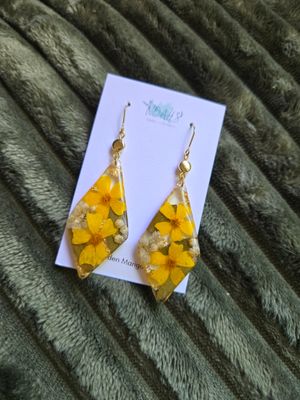 Diamond Drop Golden Marigold Earrings