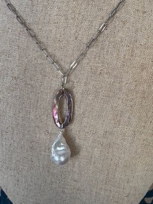 Abalone & Pearl Pendant Necklace