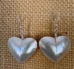 Mother of Pearl Heart Earrings