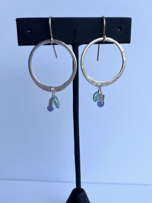 Fine Silver & Gemstone Hoops