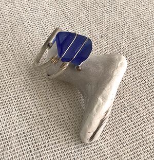 Sterling Silver Blue Sea Glass Ring