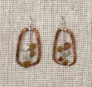 Sterling Silver, Copper, and Brass Abstract Soldered Earrings