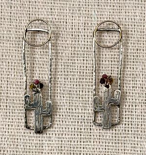 Sterling Silver and Gold filled Cactus Sunset Earrings with Tourmaline Beads