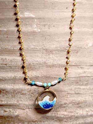 Enameled Wave Pendant