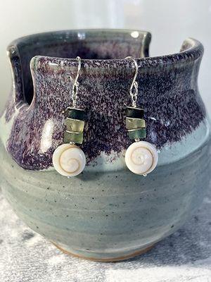 Sterling Silver Earrings with Shiva Shell Beads