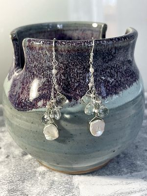 Sterling Silver Chandelier Earring shell Beads