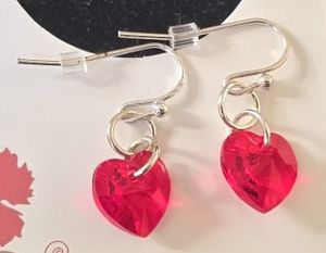 Small Crystal Heart Earrings