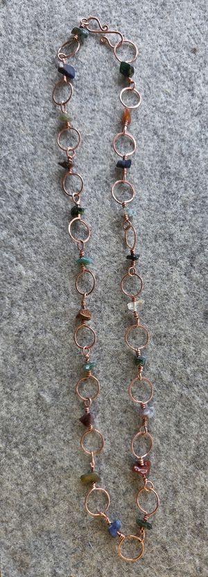Copper Necklace with Polished Natural Stones