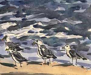 Shorebirds on the Sea