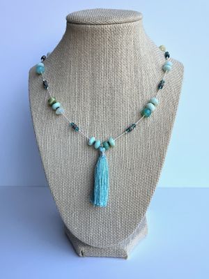 Blue Opal & Silk Necklace