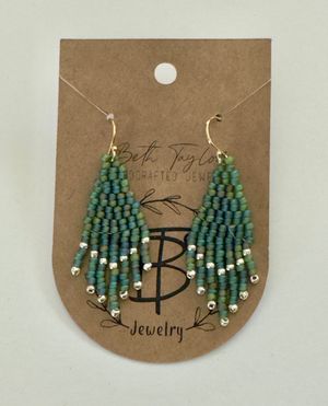 Green Triangle Dangle Earrings