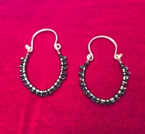 Wrapped Hoop Iridescent Beaded Earrings