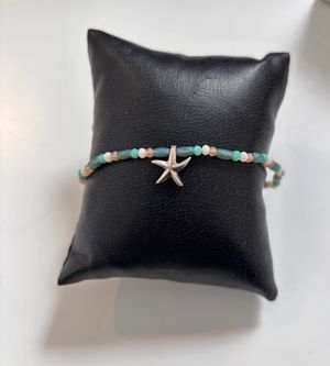 Blue and White Beaded Bracelet with Starfish