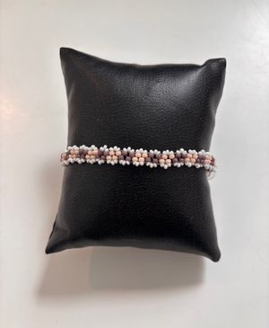 Pink, Purple & White Beaded Bracelet