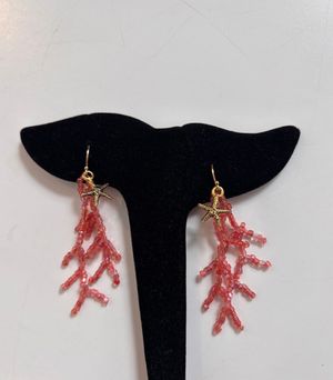 Pink Coral Bead with Starfish Earrings