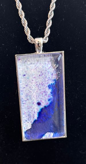 Necklace Purple/White-Speckled Watercolor Rectangle
