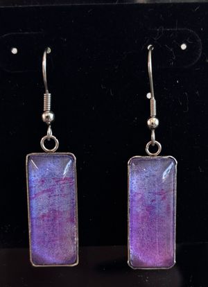 Earrings Rectangle Purple Watercolor