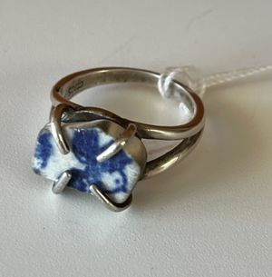 Sterling Silver Ceramic Chip Ring
