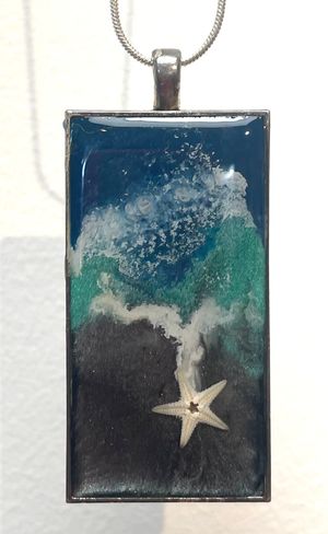 Rectangular Ocean Resin Necklace
