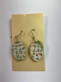Green & Tan Mokume Gane Earrings