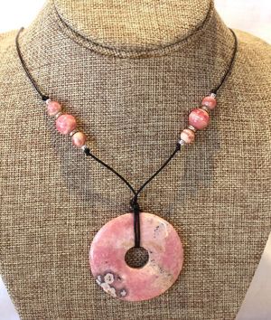 Rhodochrosite beads and sterling necklace