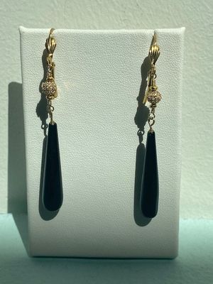 Black onyx drops with gold filled beads
