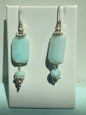 Blue opal drops with sterling silver beads