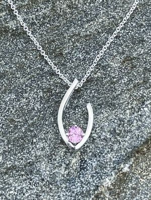 Open Leaf Pink Lab Sapphire Necklace