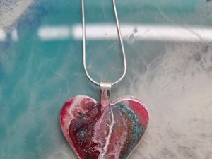 Resin Heart- Red, Turquoise, & White