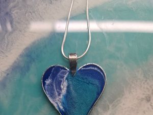Resin Heart- Blue & Turquoise
