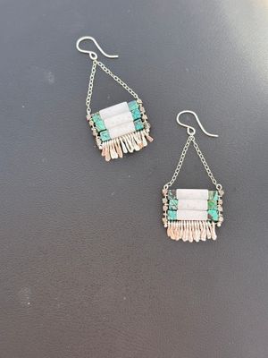 White Jade & Turquoise Carmine Earring