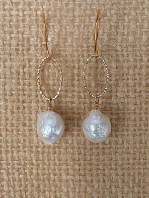 Gold Plated Hoop Pearl Drop Earrings