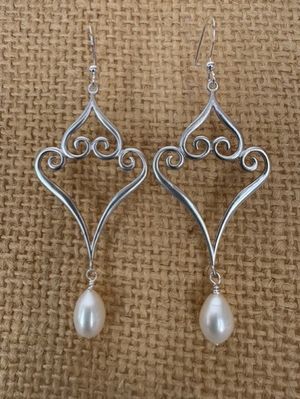 Silver Plate & Freshwater Pearl Earrings
