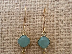 Gold Plated Freshwater Pearl and Gemstone Earrings