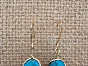 Gold Bezel with Turquoise Stone Earrings